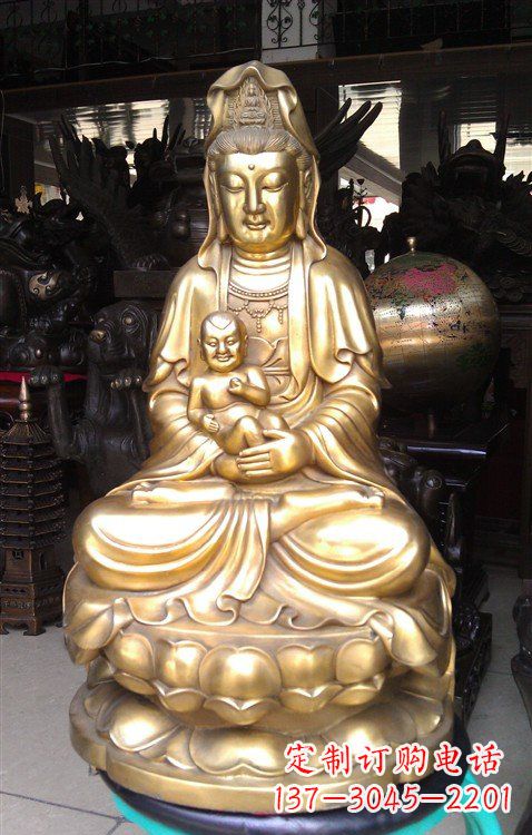 湖北铸铜送子观音雕塑