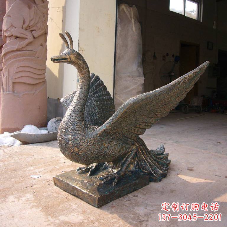 湖北铸铜天之四灵朱雀雕塑摆件