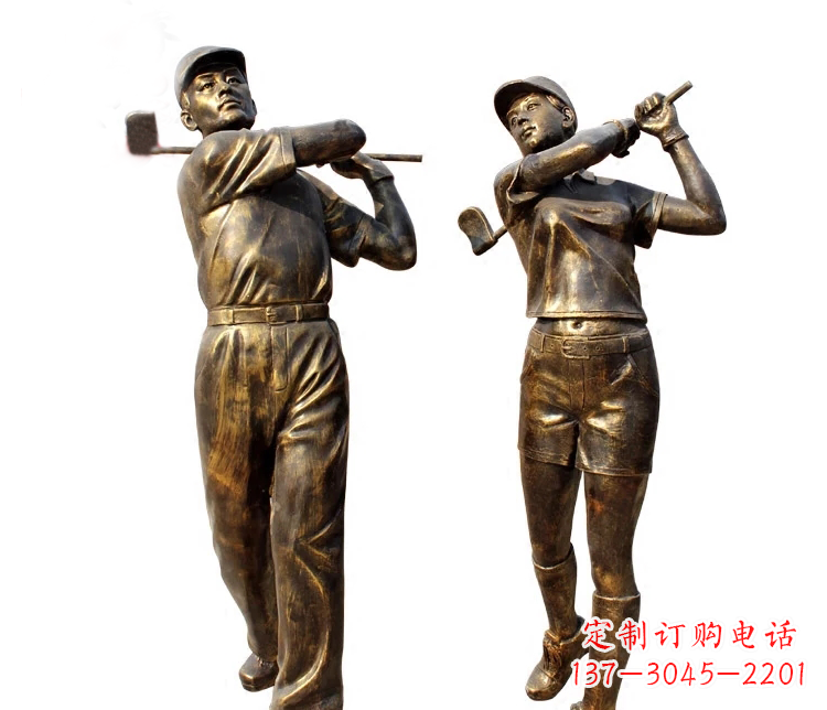 湖北公园打高尔夫人物铜雕