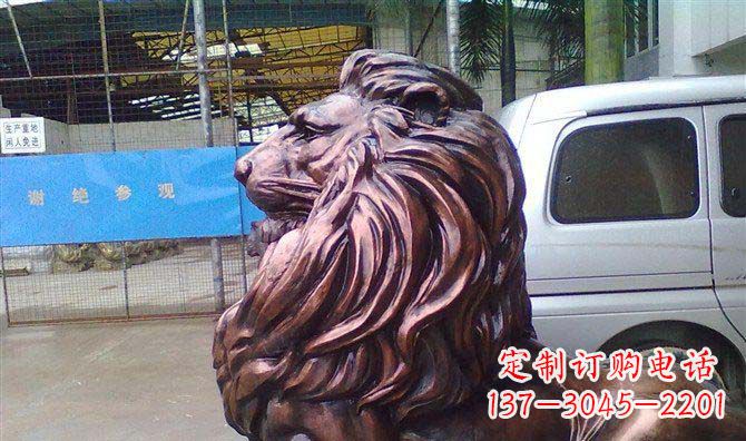 湖北紫铜西洋狮子铜雕 (2)