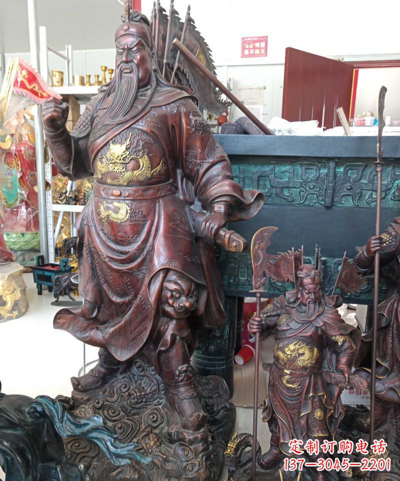 湖北宗教庙宇关公武财神铜雕