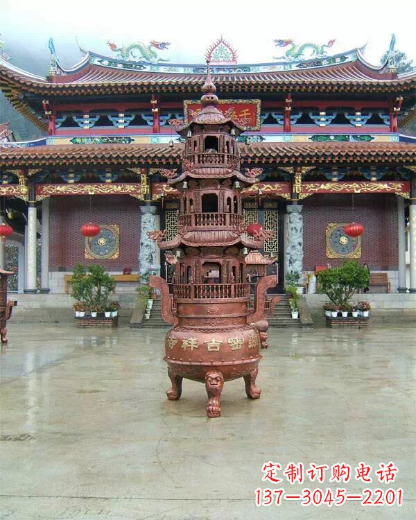 湖北宗教庙宇香炉铜雕