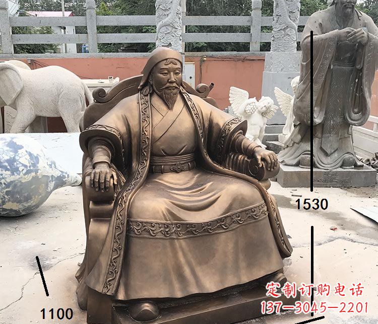 湖北坐式成吉思汗铜雕 (2)