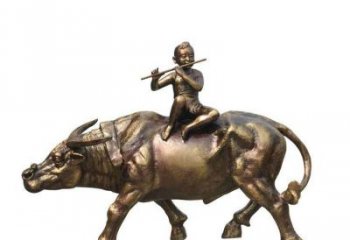 湖北铸铜牧童牛雕塑