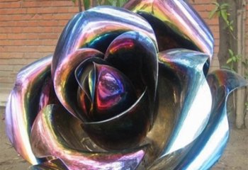 湖北彩色创意不锈钢玫瑰雕塑