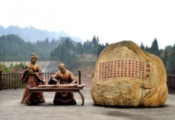 湖北卓文君与司马相如凤求凰公园景观雕塑-历史典故人物情景雕塑
