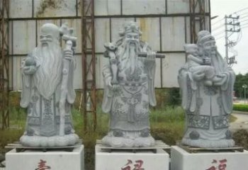 湖北宗教庙宇大理石福禄寿雕塑