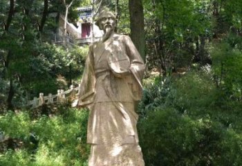 湖北祖冲之公园雕塑-砂岩雕刻的历史名人古代数学家