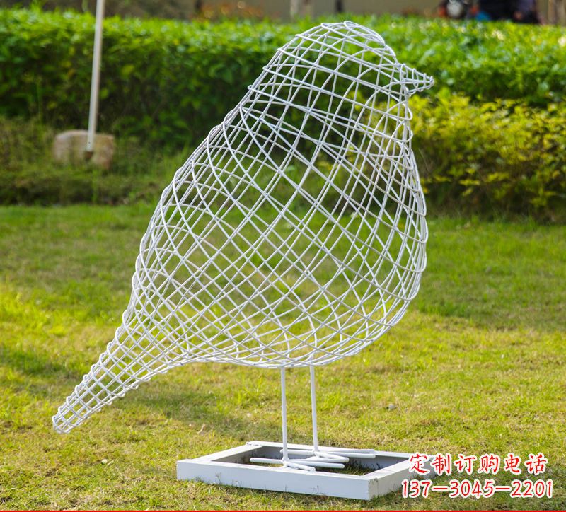 湖北公园不锈钢镂空创意户外大型小鸟雕塑
