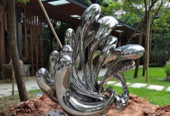 湖北景观雕塑-公园创意不锈钢镜面珊瑚景观雕塑